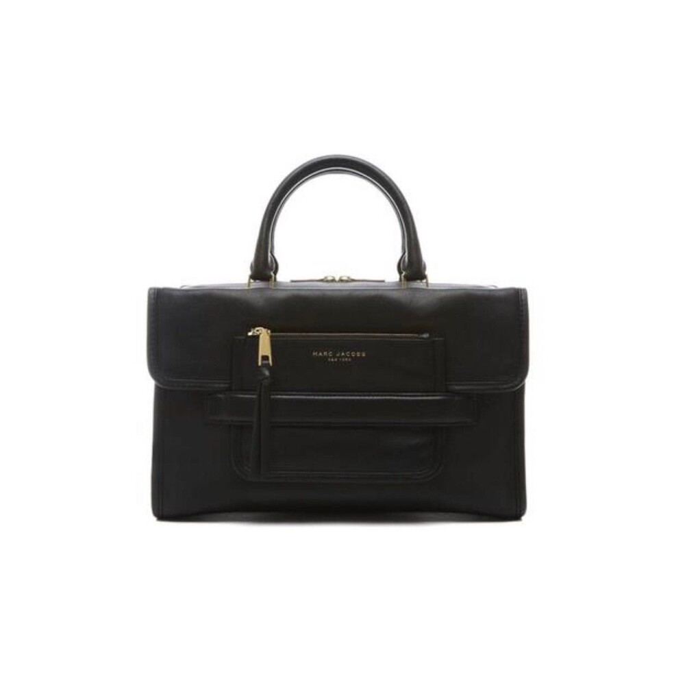 Black and Gold Women's Madison East/West Tote Black leather bag elegant medium